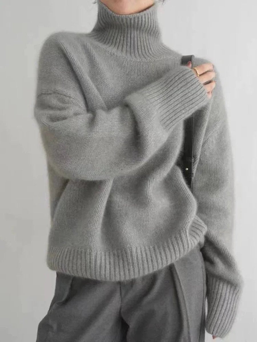 Mia | Women's Oversized Roll Neck Knitted Jumper Relaxed Fit