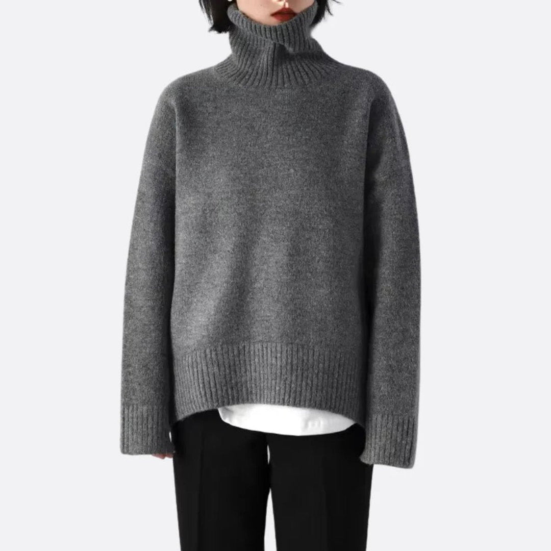 Scarlett | Women's Oversized Roll Neck Knitted Jumper Ribbed Cuffs and Hem