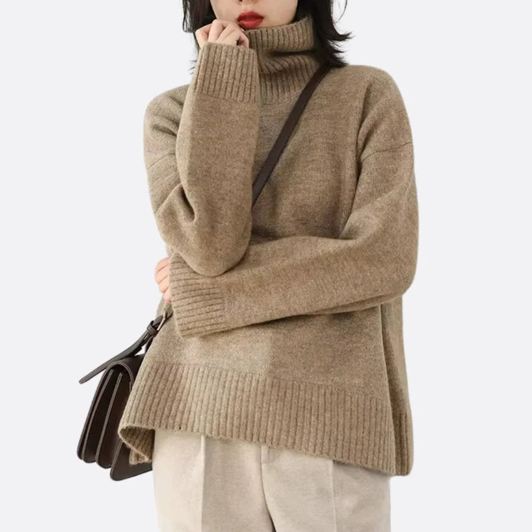 Scarlett | Women's Oversized Roll Neck Knitted Jumper Ribbed Cuffs and Hem