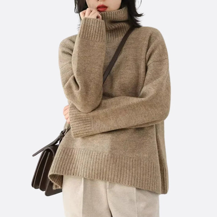 Scarlett | Women's Oversized Roll Neck Knitted Jumper Ribbed Cuffs and Hem