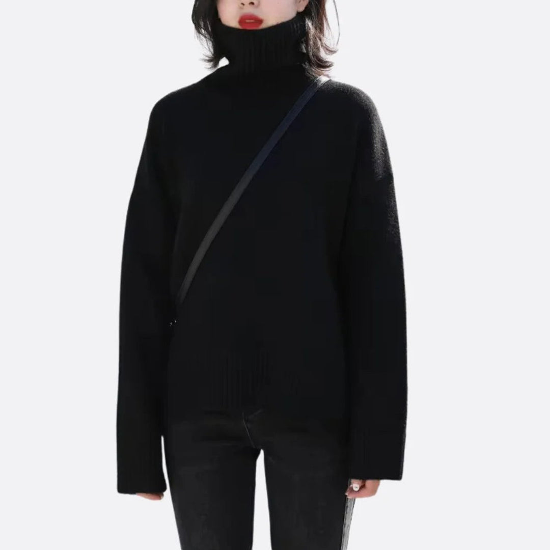 Scarlett | Women's Oversized Roll Neck Knitted Jumper Ribbed Cuffs and Hem