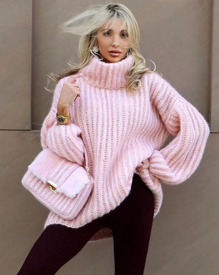 Willow | Women's Oversized Roll Neck Knitted Jumper Wide Sleeve