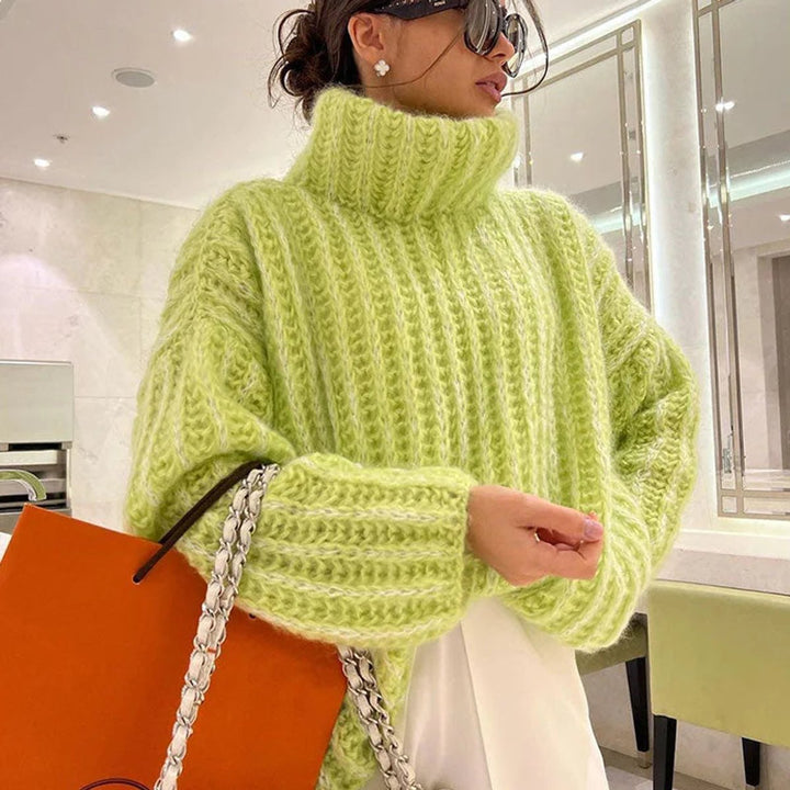 Willow | Women's Oversized Roll Neck Knitted Jumper Wide Sleeve