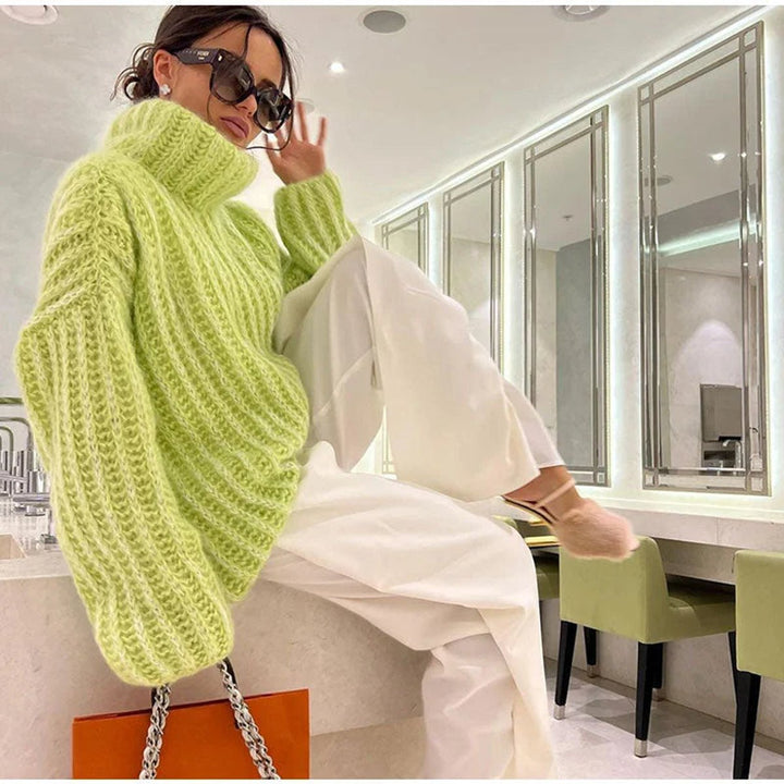 Willow | Women's Oversized Roll Neck Knitted Jumper Wide Sleeve