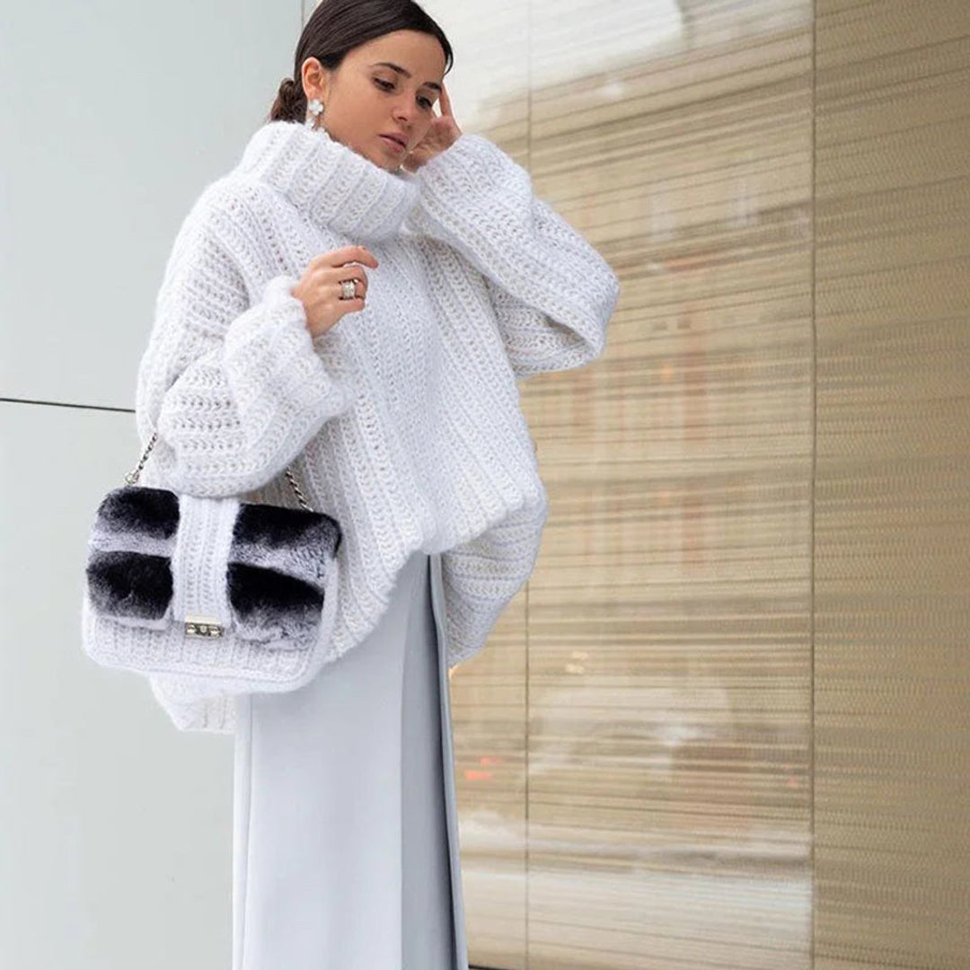 Willow | Women's Oversized Roll Neck Knitted Jumper Wide Sleeve