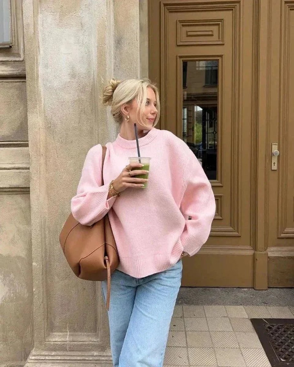 Willow | Women's Oversized Knitted Jumper Crew Neck Drop Shoulder