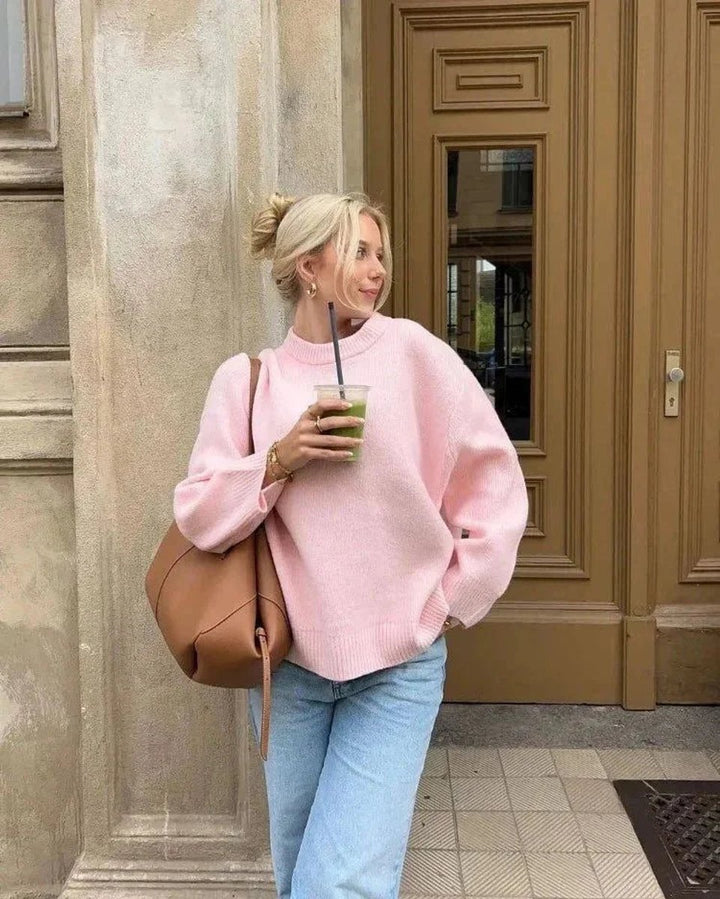 Willow | Women's Oversized Knitted Jumper Crew Neck Drop Shoulder