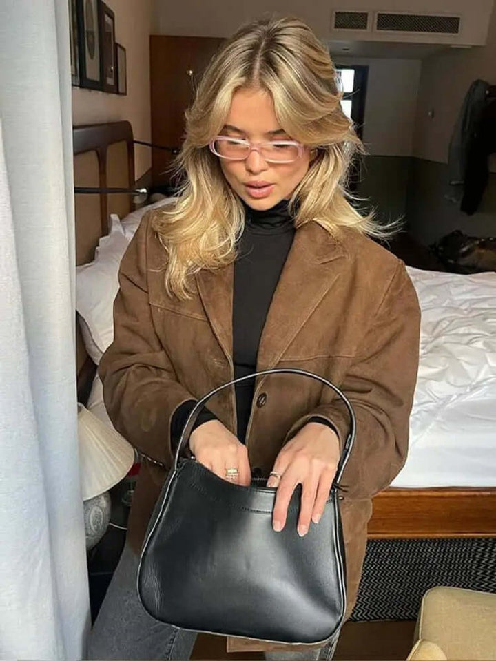 Ava | Women's Oversized Suede Coat Classic Brown Blazer Jacket
