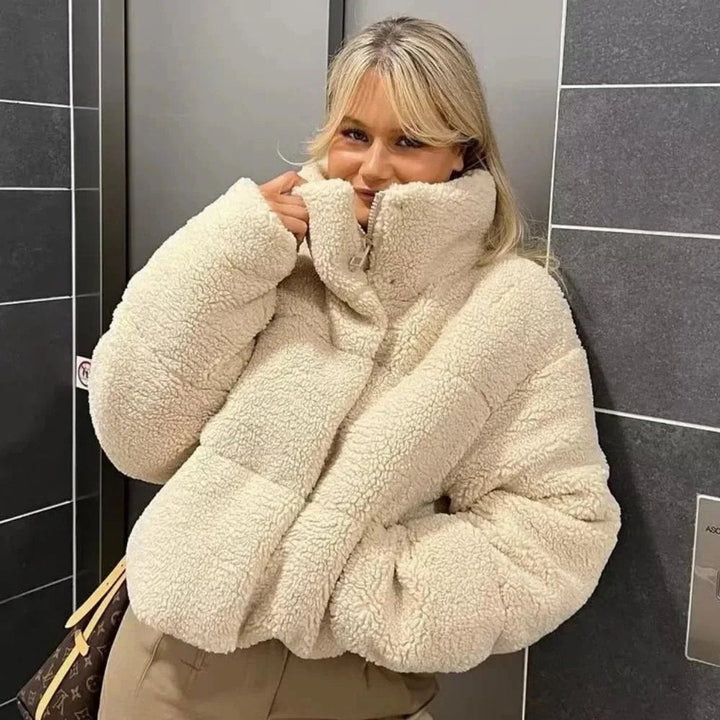 Amelia | Women's Oversized Teddy Fleece Ladies Puffer Jacket Stand Collar