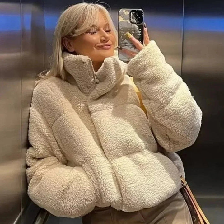 Amelia | Women's Oversized Teddy Fleece Ladies Puffer Jacket Stand Collar