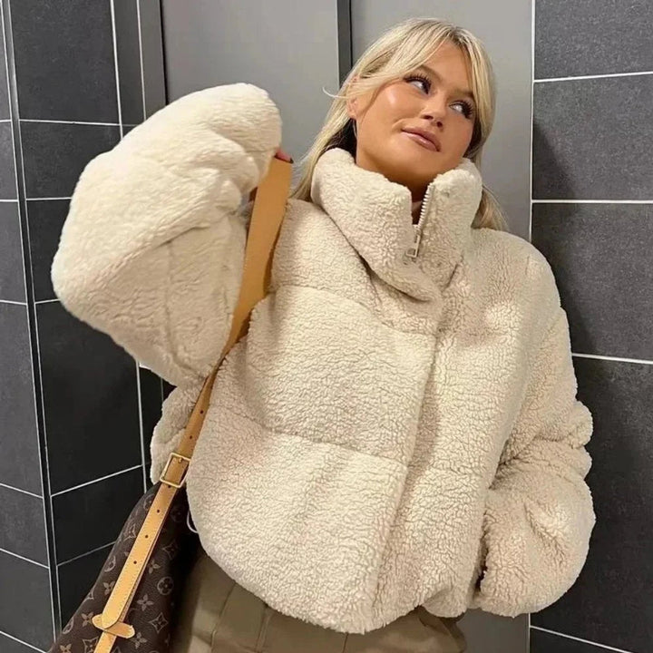 Amelia | Women's Oversized Teddy Fleece Ladies Puffer Jacket Stand Collar