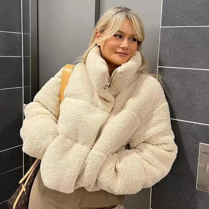 Amelia | Women's Oversized Teddy Fleece Ladies Puffer Jacket Stand Collar