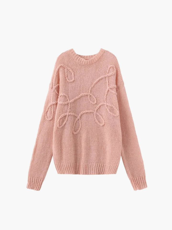 Mia | Women's Oversized Textured Knitted Jumper Cord Appliqué