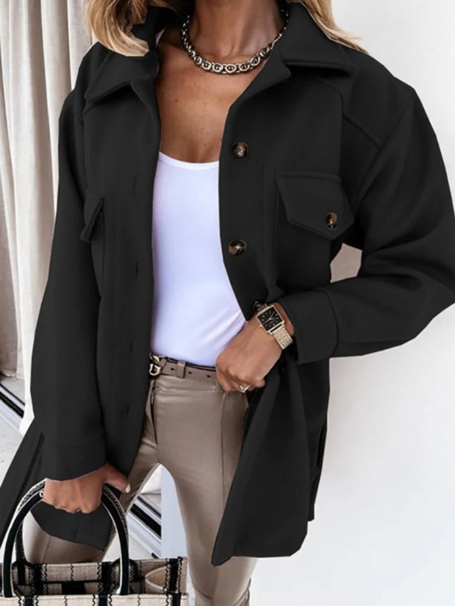 Mia | Women's Oversized Wool Coat Button-Front Longline Shacket