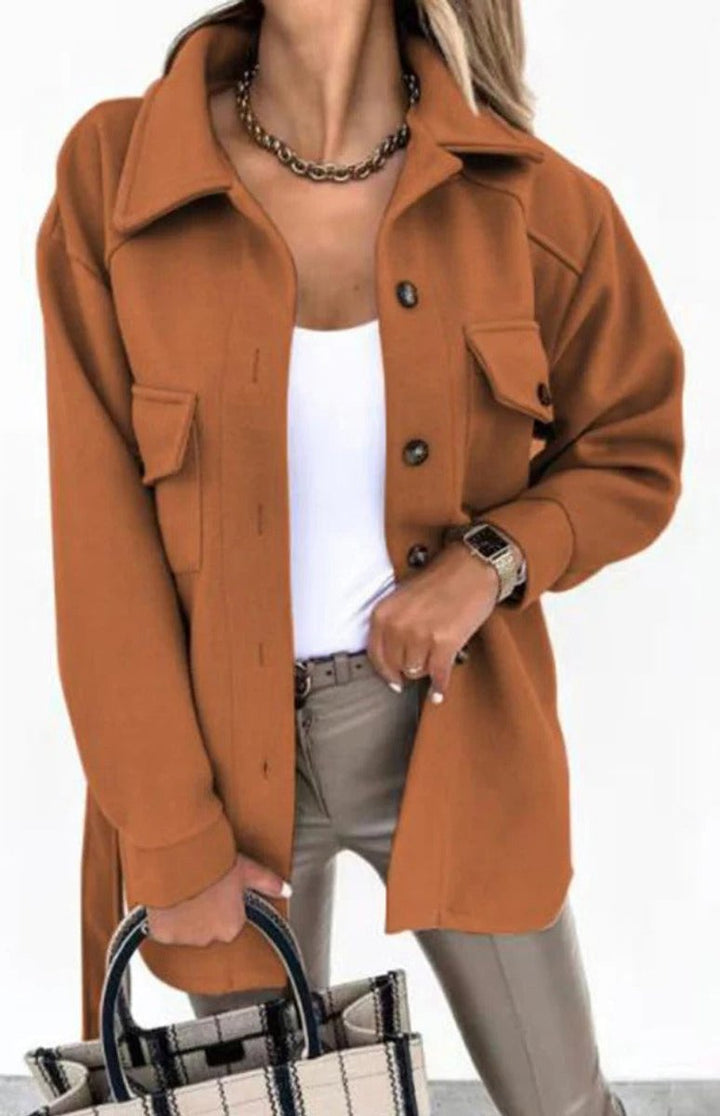 Mia | Women's Oversized Wool Coat Button-Front Longline Shacket