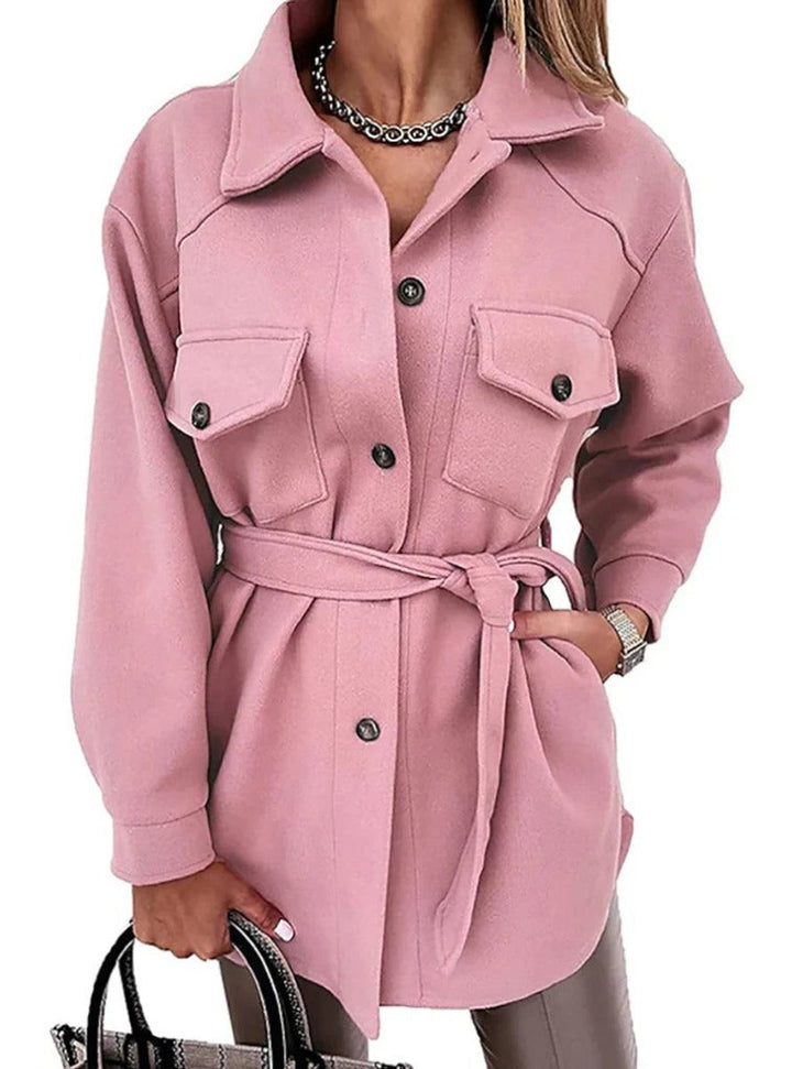 Mia | Women's Oversized Wool Coat Button-Front Longline Shacket