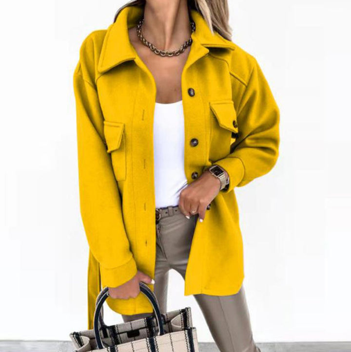 Mia | Women's Oversized Wool Coat Button-Front Longline Shacket