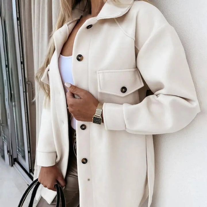 Mia | Women's Oversized Wool Coat Button-Front Longline Shacket