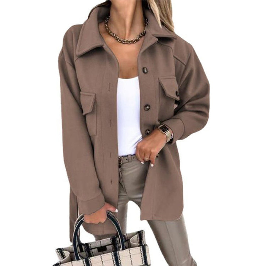 Willow | Women's Oversized Wool Coat Casual Button-Up Shacket Jacket