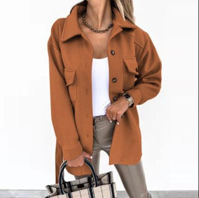 Willow | Women's Oversized Wool Coat Casual Button-Up Shacket Jacket