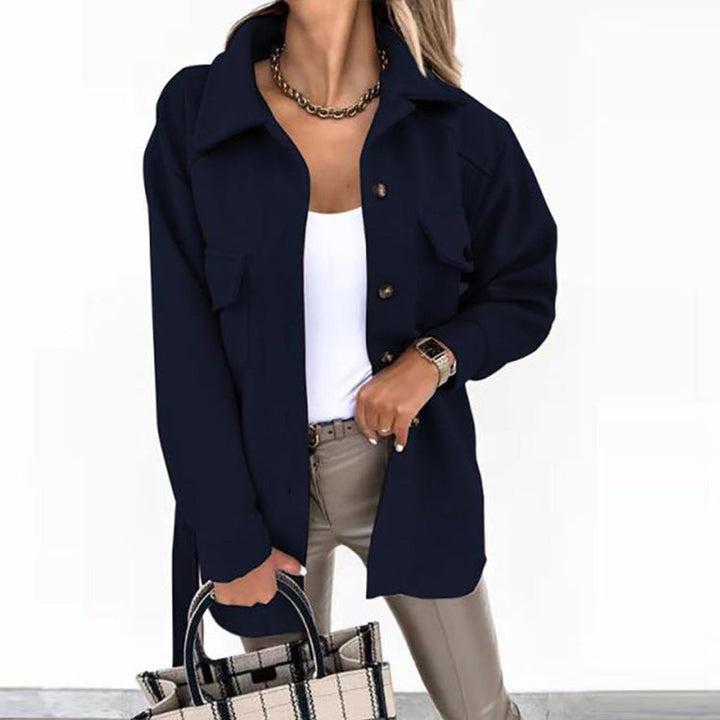 Willow | Women's Oversized Wool Coat Casual Button-Up Shacket Jacket