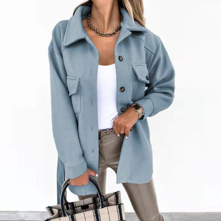 Willow | Women's Oversized Wool Coat Casual Button-Up Shacket Jacket