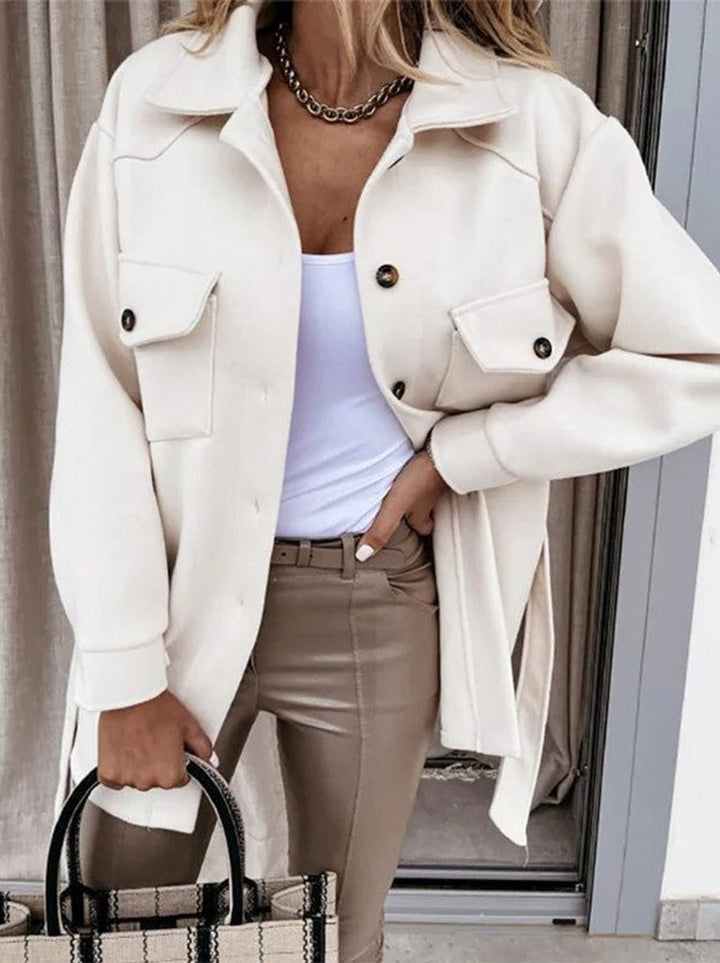 Willow | Women's Oversized Wool Coat Casual Button-Up Shacket Jacket