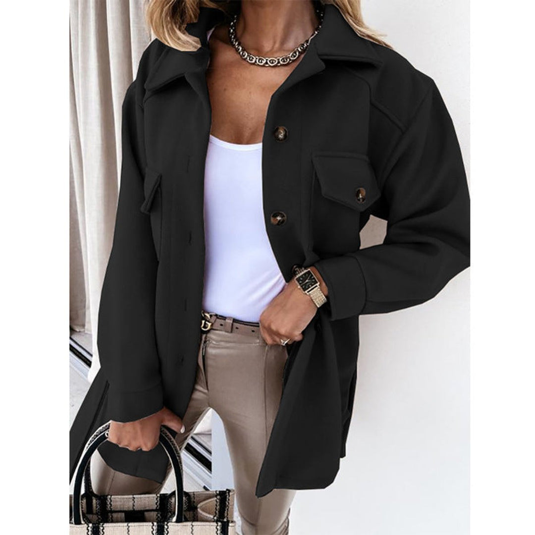 Willow | Women's Oversized Wool Coat Casual Button-Up Shacket Jacket