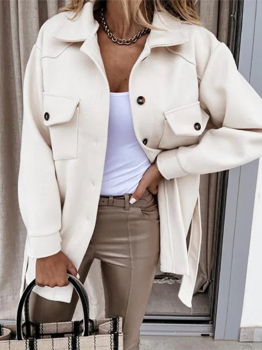 Willow | Women's Oversized Wool Coat Casual Button-Up Shacket Jacket