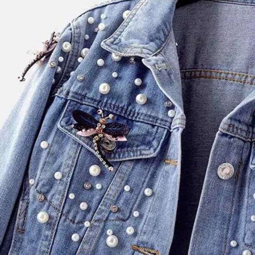 Willow | Women's Pearl Embellished Relaxed Fit Denim Ladies Jacket Coat