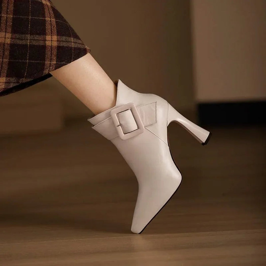 Sienna | Women's Pointed-Toe Buckle-Strap Heeled Ankle Boots