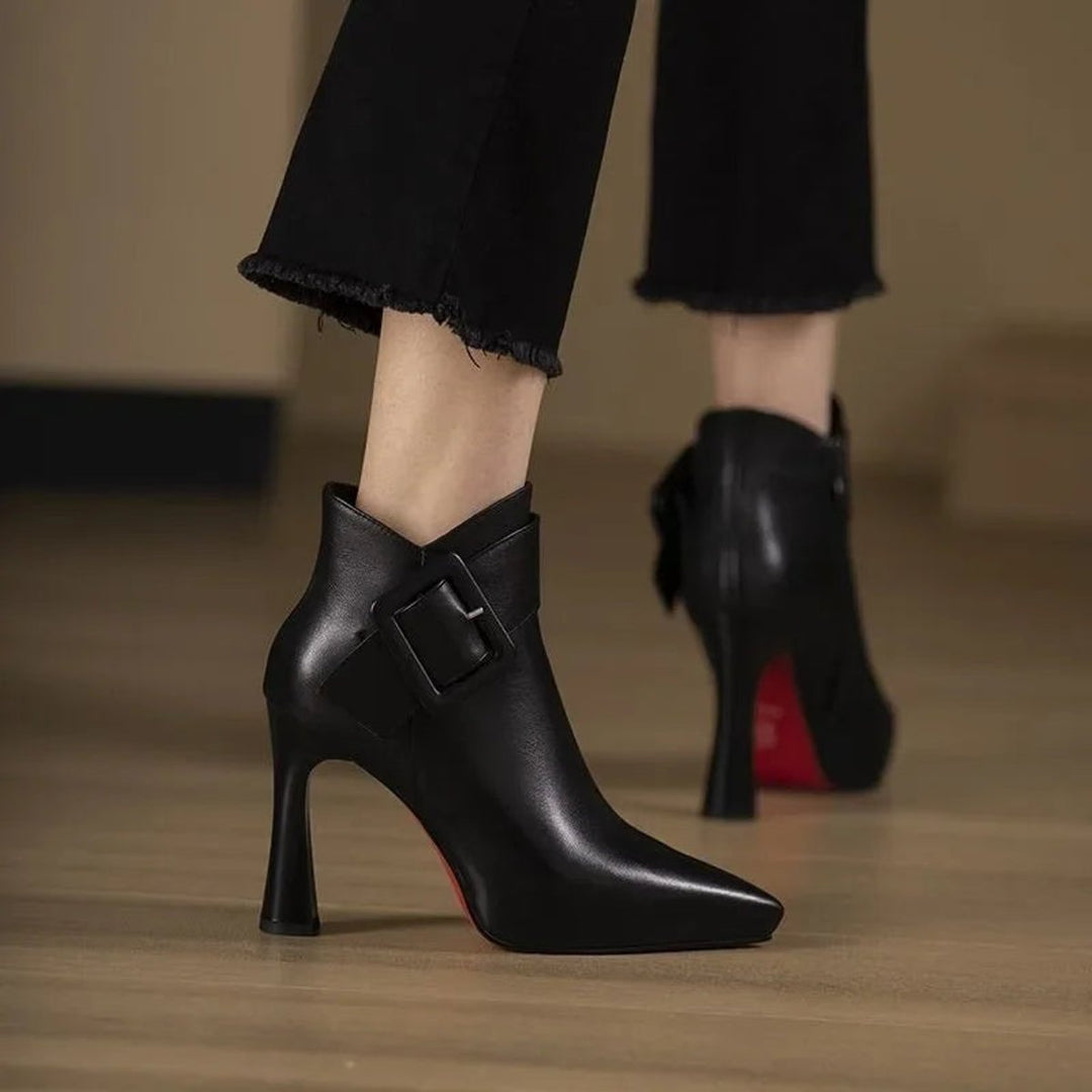 Sienna | Women's Pointed-Toe Buckle-Strap Heeled Ankle Boots