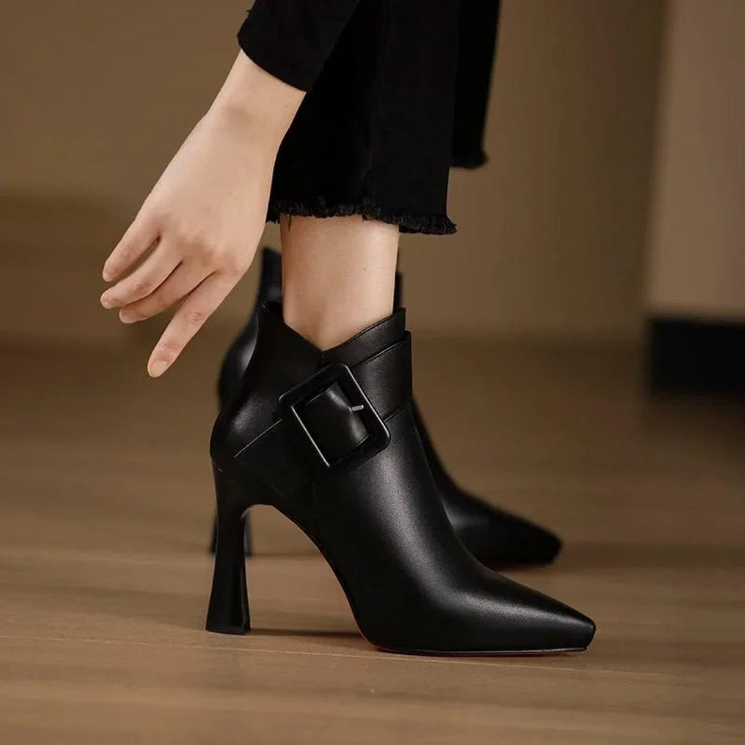 Sienna | Women's Pointed-Toe Buckle-Strap Heeled Ankle Boots