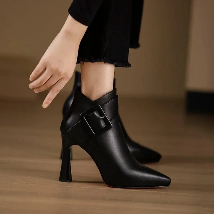 Sienna | Women's Pointed-Toe Buckle-Strap Heeled Ankle Boots
