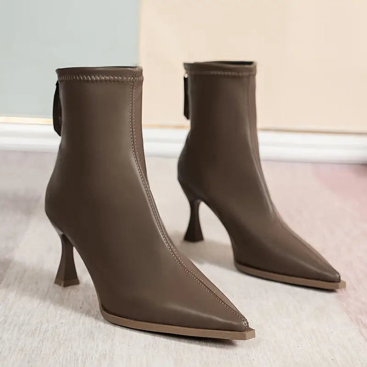 Rosie | Women's Pointed-Toe Kitten Heel Leather Ankle Boots