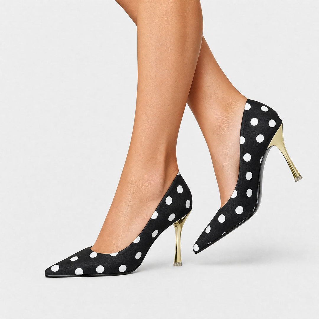 Ella | Women's Polka Dot Pointed Toe Stiletto Court Shoes