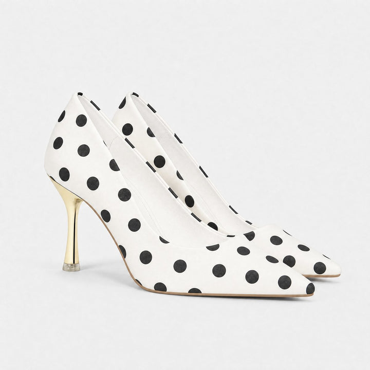 Ella | Women's Polka Dot Pointed Toe Stiletto Court Shoes