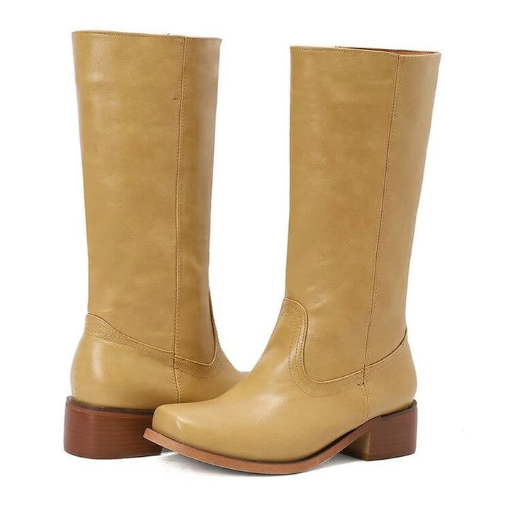 Sienna | Women's Pull-On Block-Heel Knee-High Faux Leather Boots