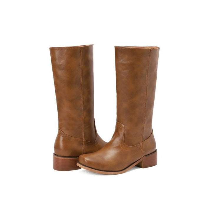 Sienna | Women's Pull-On Block-Heel Knee-High Faux Leather Boots
