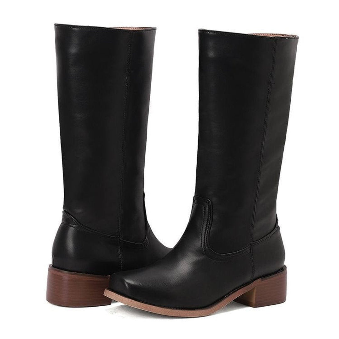 Sienna | Women's Pull-On Block-Heel Knee-High Faux Leather Boots