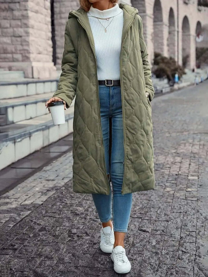 Phoebe | Women's Quilted Hooded Longline Ladies Puffer Jacket Coat