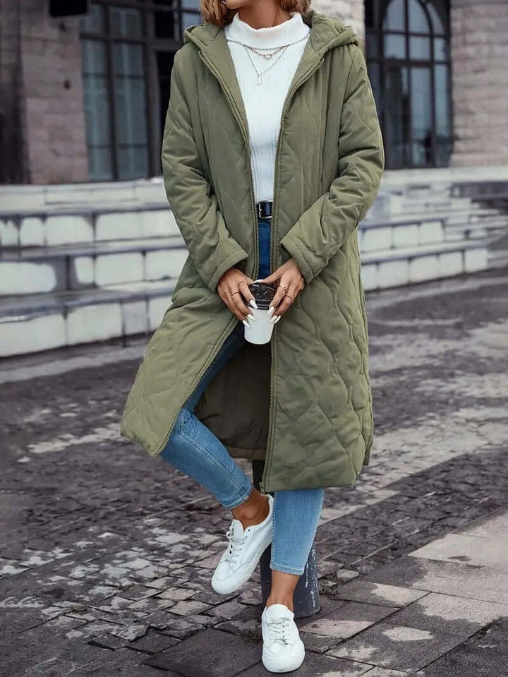 Phoebe | Women's Quilted Hooded Longline Ladies Puffer Jacket Coat