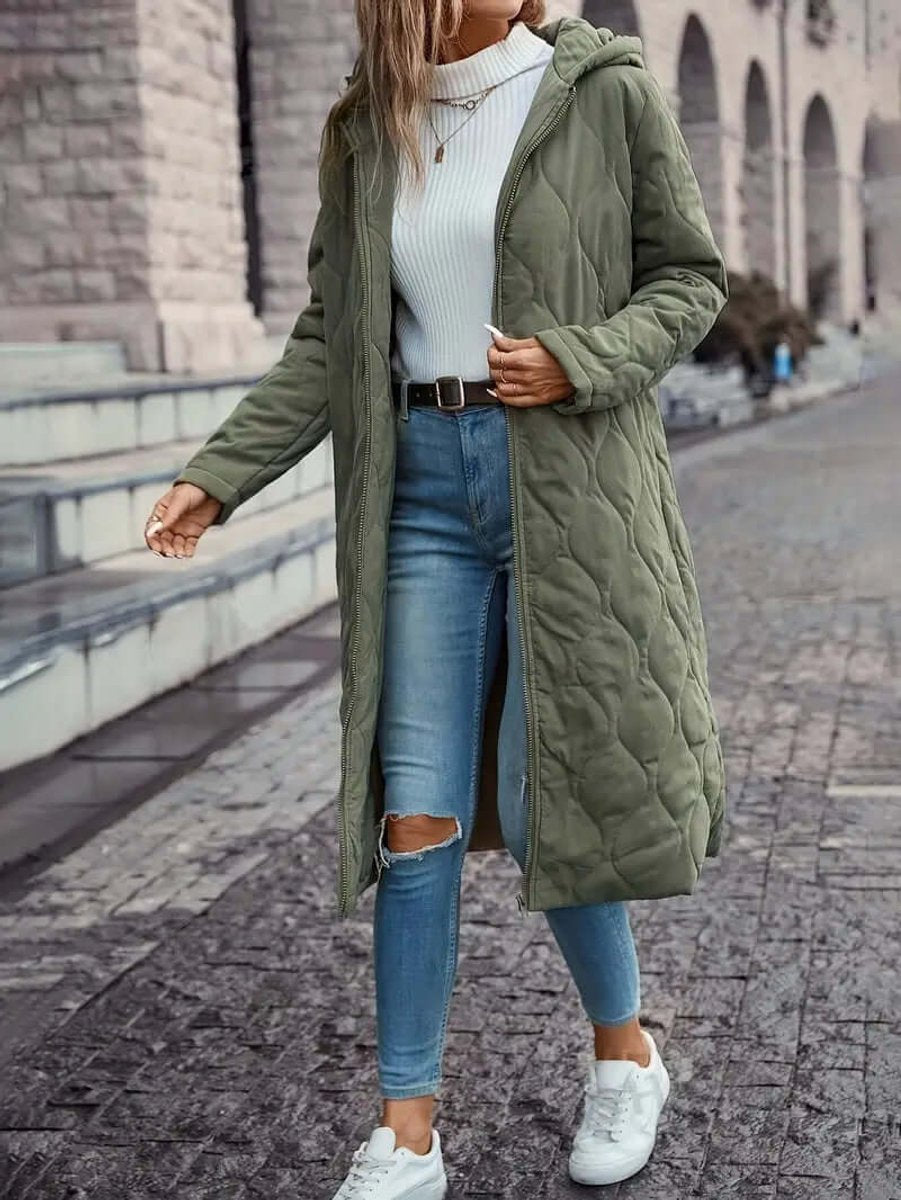 Phoebe | Women's Quilted Hooded Longline Ladies Puffer Jacket Coat