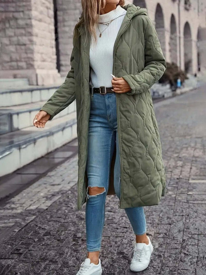 Phoebe | Women's Quilted Hooded Longline Ladies Puffer Jacket Coat