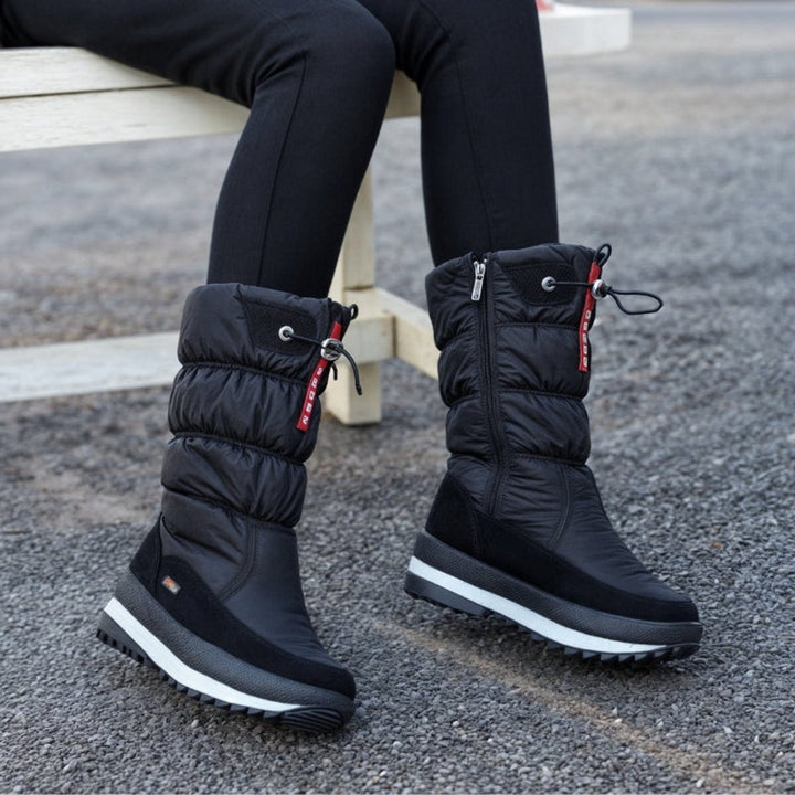 Ivy | Women's Quilted Knee-High Snow Boots Non-Slip Lace-Up Winter