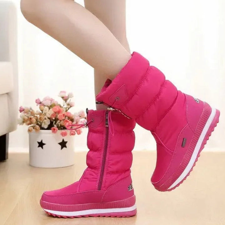 Ivy | Women's Quilted Knee-High Snow Boots Non-Slip Lace-Up Winter