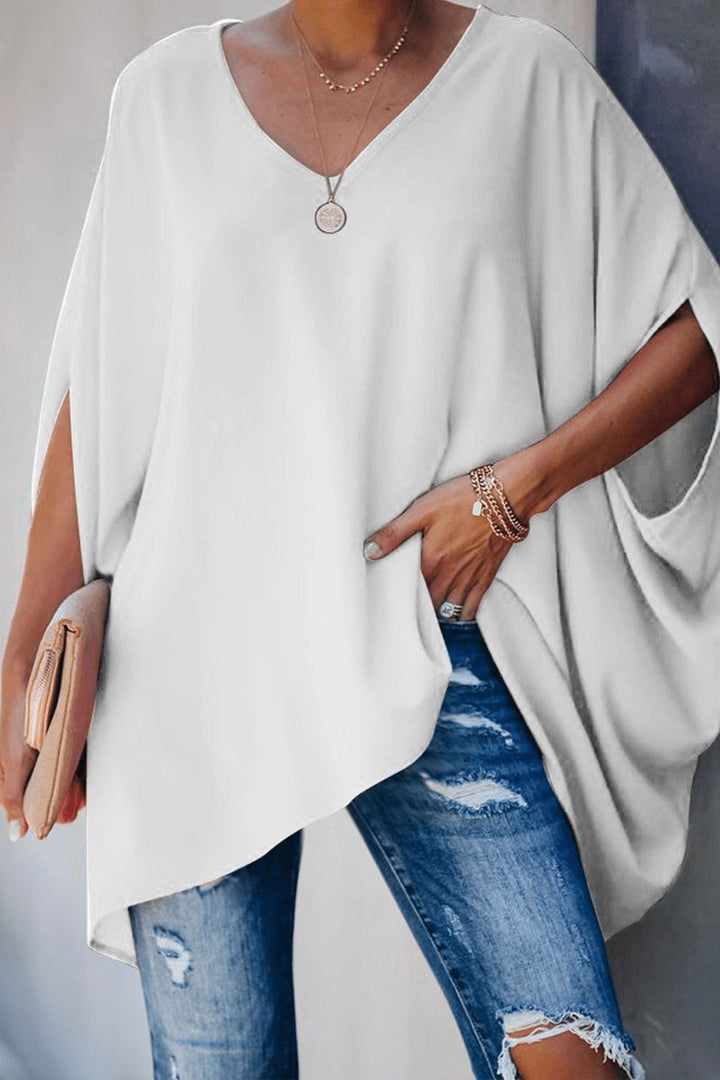 Freya | Women's Relaxed Batwing Sleeve V-Neck Long Sleeve Blouse