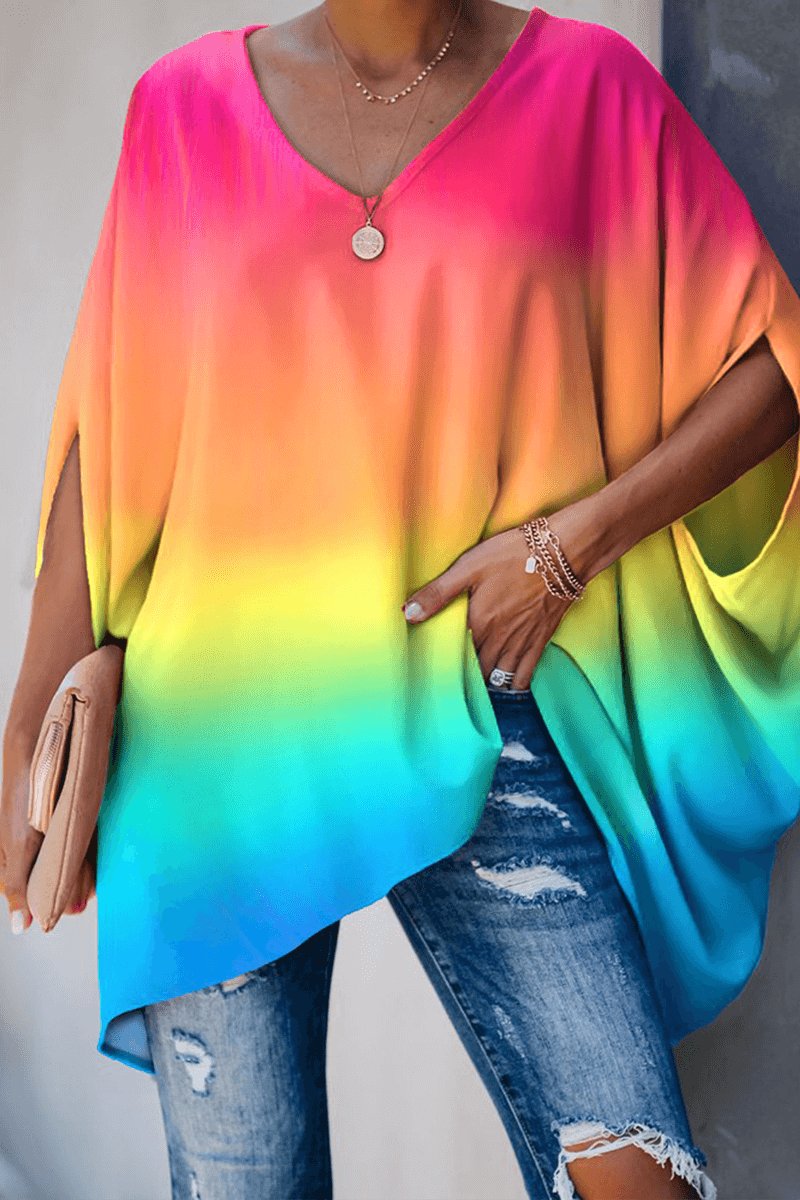 Freya | Women's Relaxed Batwing Sleeve V-Neck Long Sleeve Blouse