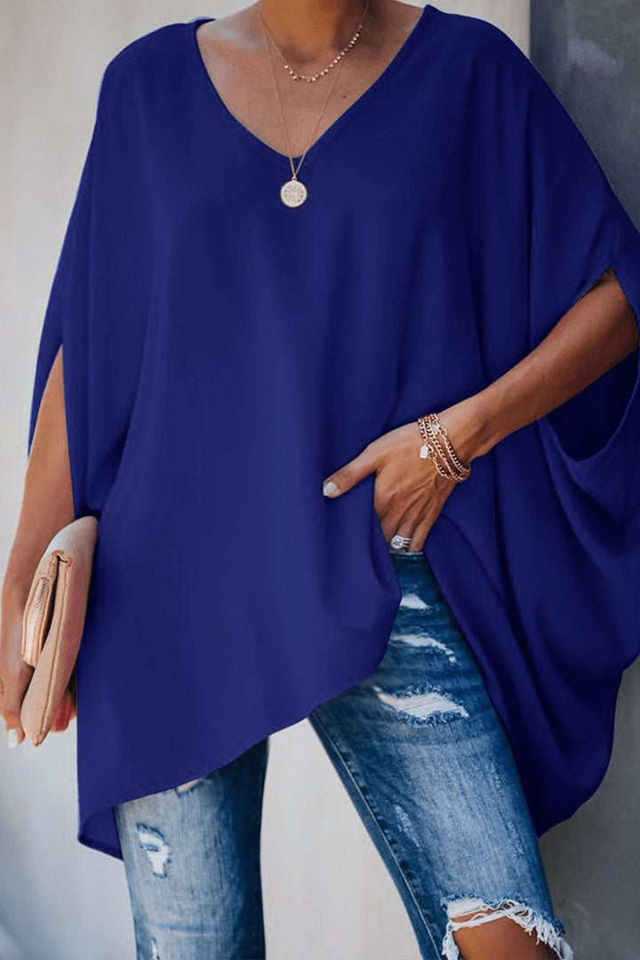 Freya | Women's Relaxed Batwing Sleeve V-Neck Long Sleeve Blouse