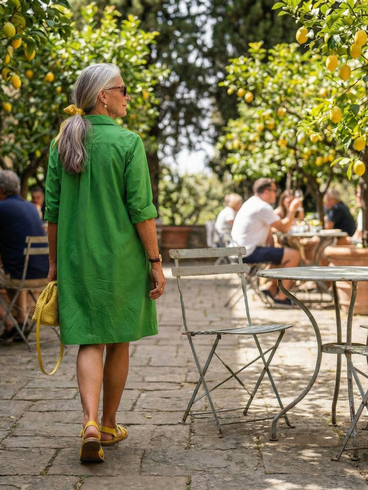 Sienna | Women's Collared Shift Dress Three-Quarter Sleeves Side Pockets